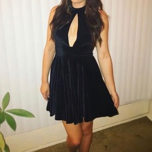 Beautiful Nasty Gal black velvet skater dress
